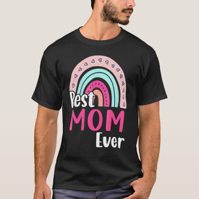 Camiseta Melhor Mãe Nunca Boho Rainbow Happy Dia de as mães (Frente)