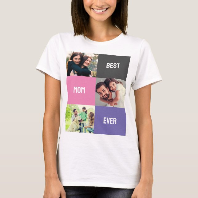 Camiseta Melhor Mãe Nunca | Colagem de fotos do Dia de as m (Frente)