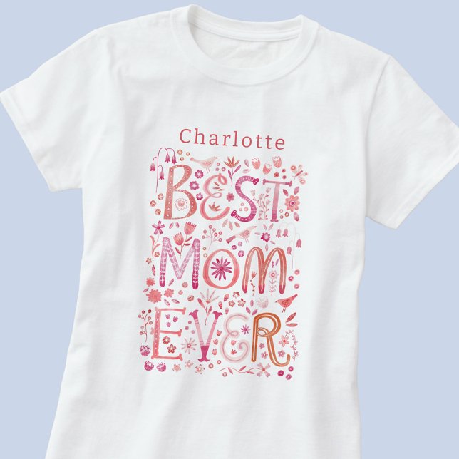 Camiseta Melhor Mãe Nunca Personalizada Aquarela (Best Mom Ever personalized name t-shirt for Mother's Day or mom's birthday, or any other day!)