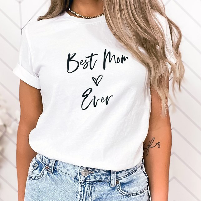 Camiseta Melhor Mãe Nunca | Script e Coração Casual Simples (Criador carregado)