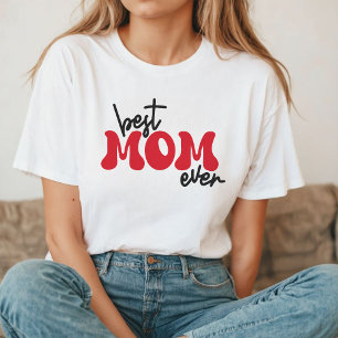 Camiseta Melhor Mãe Nunca Tipografia Vermelha Retroativa