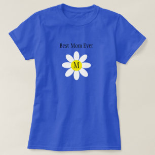 Camiseta Melhor Mãe, Solteiro de margarida branca, azul ini