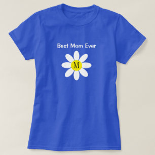 Camiseta Melhor Mãe Solteiro De Margarida Branca Azul Inici