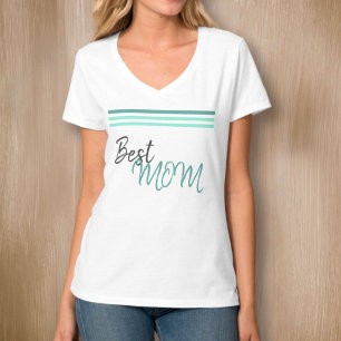 Camiseta Melhor Mãe Trendy Script Stripe Dia das Mães