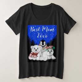 Camiseta Melhor Mãe Urso Polar, Pinguim, vovô de foca