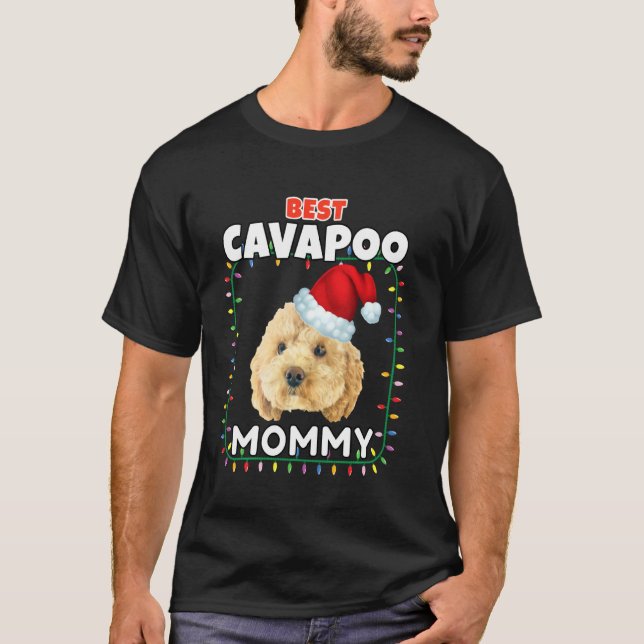 Camiseta Melhor Mamãe Cavapoo Festa de Natal Festa de Cacho (Frente)
