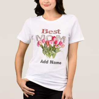 Camiseta Melhor Mamãe Tulipas Rosa - Presente Elegante para