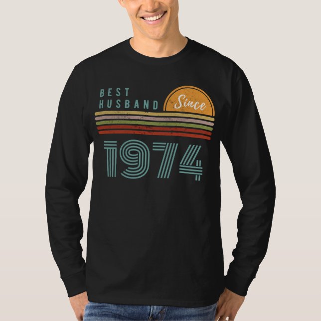 Camiseta Melhor Marido Desde 1974 Chá Engraçado - Presente  (Frente)