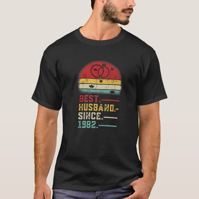 Camiseta Melhor Marido Desde 1982 Gráfico De Casamento 40º  (Frente)