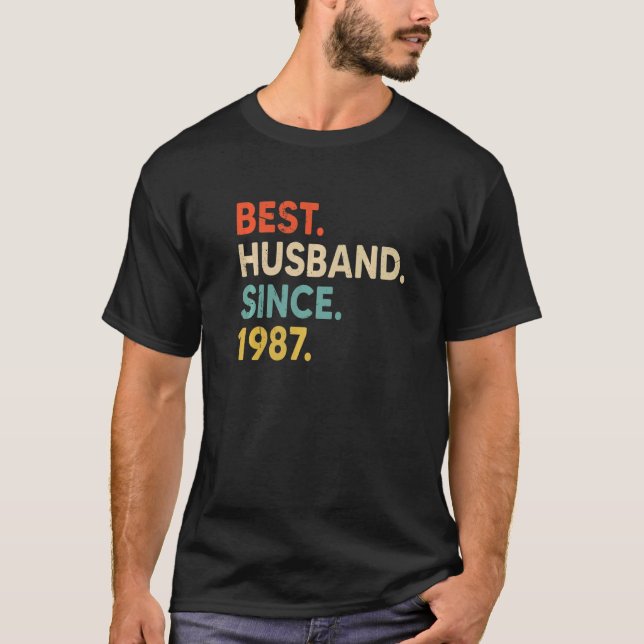 Camiseta Melhor Marido Desde 1987 35º Aniversário de Casame (Frente)