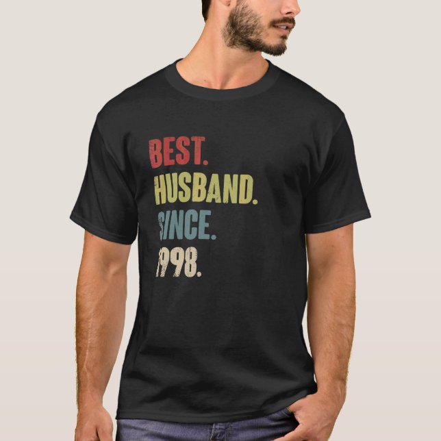 Camiseta Melhor Marido Desde 1998 24 Aniversário de Casamen (Frente)
