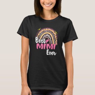 Camiseta Melhor Mimi Já Engraçado Mães-Arco-Íris Rosa Leopa