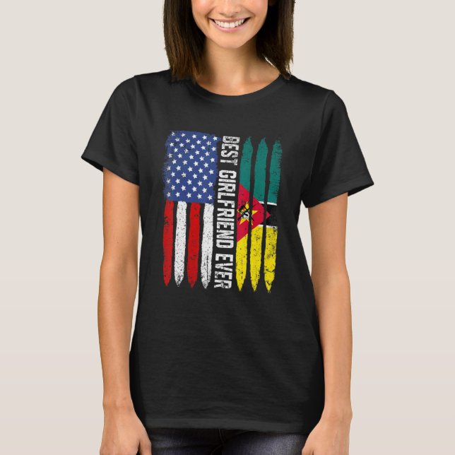 Camiseta Melhor Namorada de Moçambique Bandeira D (Frente)