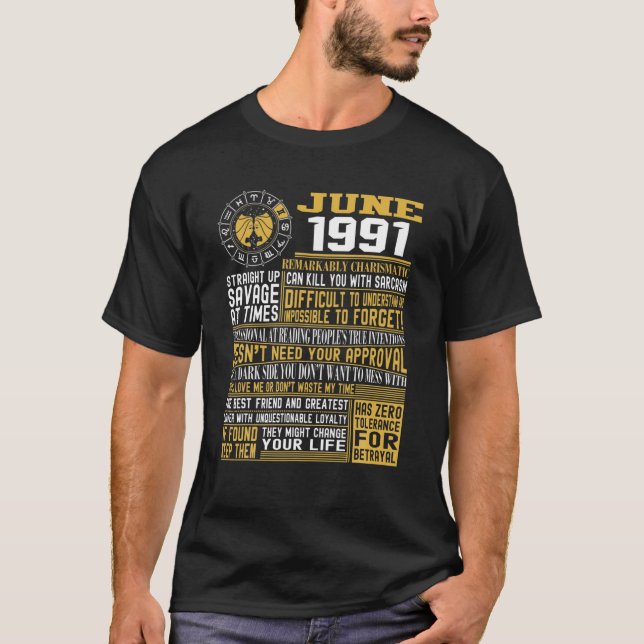 Camiseta Melhor Nascer de junho de 1991 Gemini Zodiac Chala (Frente)