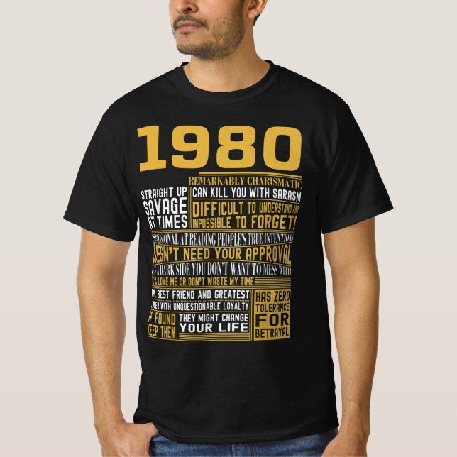 Camiseta Melhor Nascer em 1980 Facts for Mens, Womens, Bday (Frente)