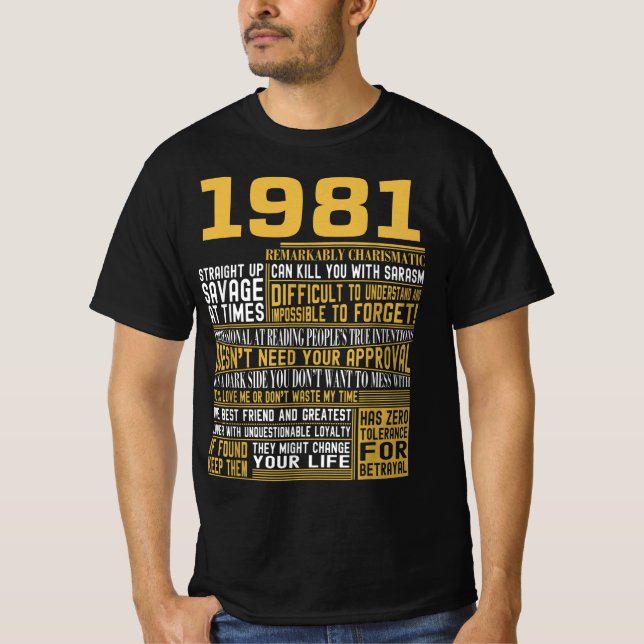 Camiseta Melhor Nascer em 1981 Facts for Mens, Womens, Bday (Frente)