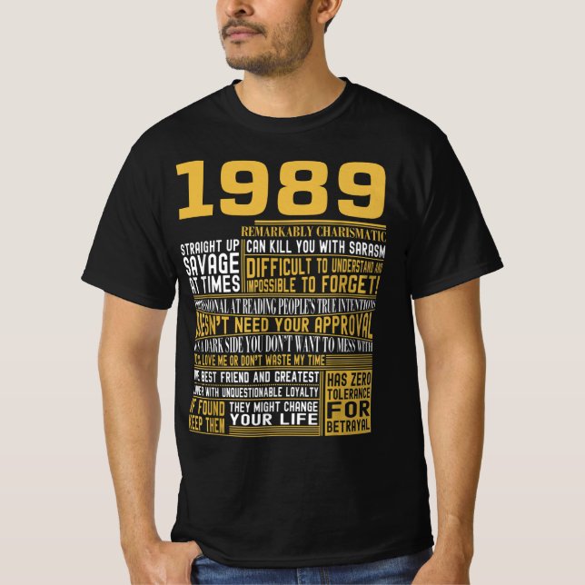 Camiseta Melhor Nascer em 1989 Facts for Mens, Womens, Bday (Frente)