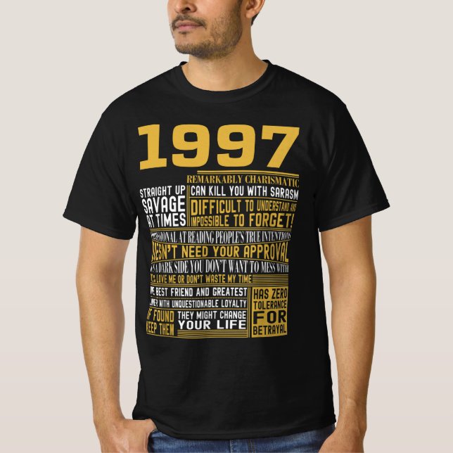 Camiseta Melhor Nascer em 1997 Facts for Mens, Womens, Bday (Frente)