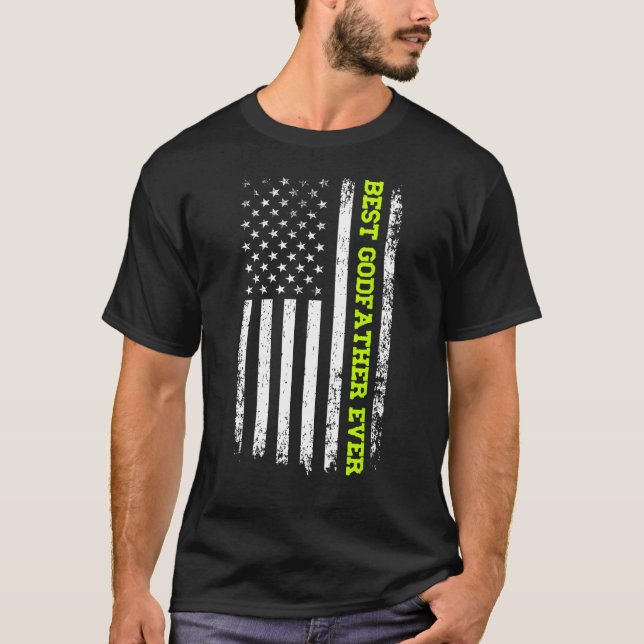 Camiseta Melhor Padrinho de Sempre 4 De Julho Bandeira Amer (Frente)