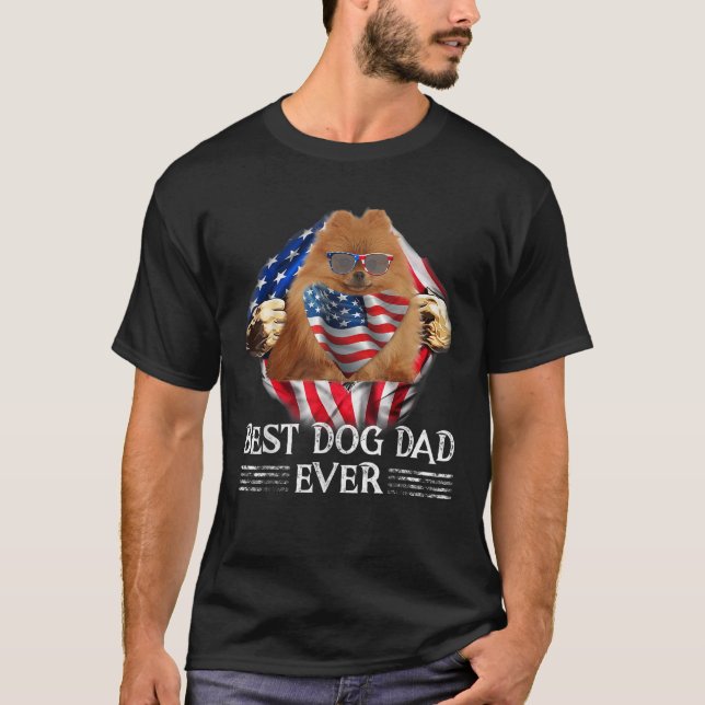 Camiseta Melhor Pai Alemão Spitz - Bandeira Americana No Di (Frente)