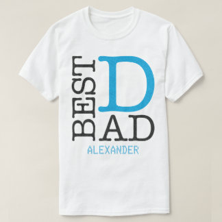 Camiseta Melhor Pai Azul, Largura Preta Nome Personalizado