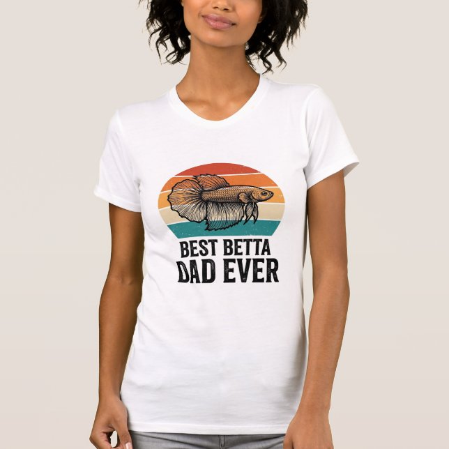 Camiseta Melhor Pai Betta de Todos os Tempos Design de Peix (Frente)