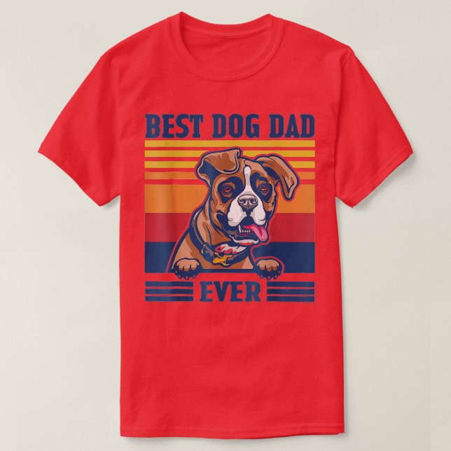 Camiseta Melhor Pai Boxer Dia de os pais De Pai De Cachorro (Frente do Design)