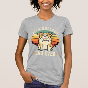 Camiseta Melhor Pai Bulldog de Todos os Tempos Vetor Retro