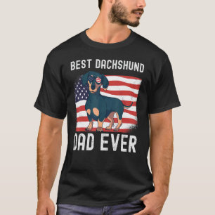 Camiseta Melhor Pai Dachshund Bandeira Americana 4 De Julho