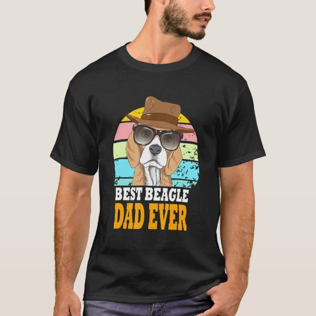Camiseta Melhor Pai de Beagle Alguma Vez Cães Retro Puppy Ó (Frente)