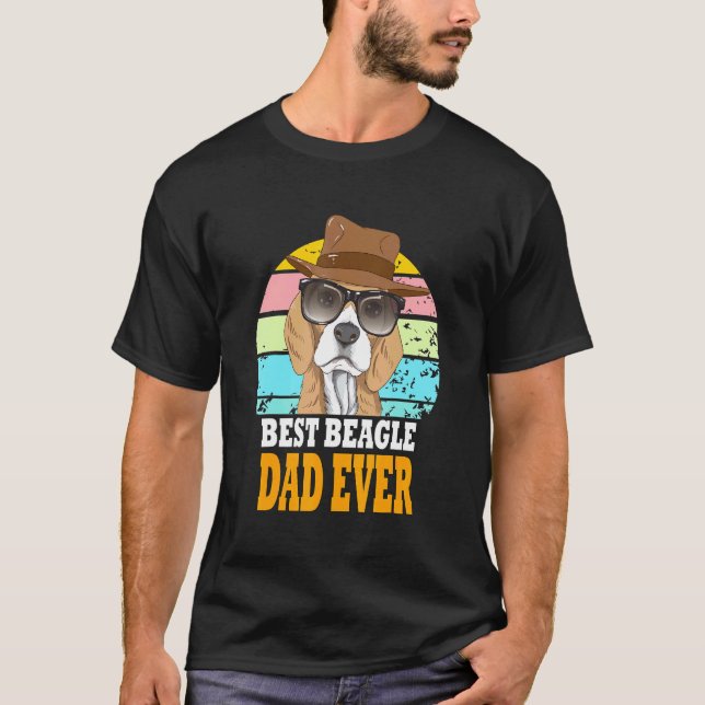 Camiseta Melhor Pai de Beagle Alguma Vez Cães Retro Puppy Ó (Frente)