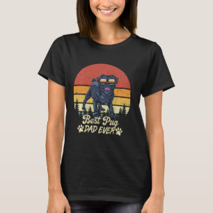 Camiseta Melhor Pai de Black Pug Alguma Vez Vintage Retro D