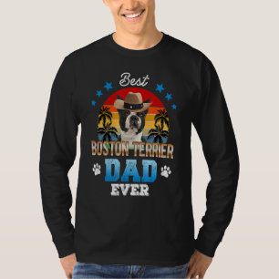 Camiseta Melhor Pai De Boston Terrier Nunca Homens De Cacho