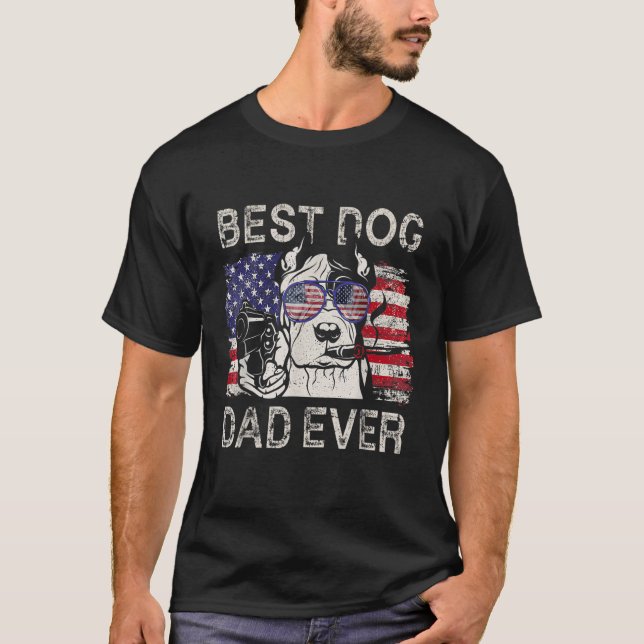 Camiseta Melhor Pai De Cachorro Alguma Vez A Bandeira Ameri (Frente)