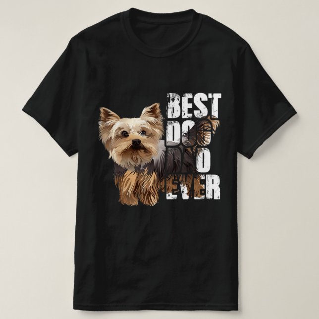 Camiseta Melhor Pai De Cachorro Alguma Vez Yorkkie (Frente do Design)