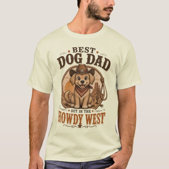 Camiseta Melhor Pai de Cachorro Caubói Ocidental Retriever  (Frente)