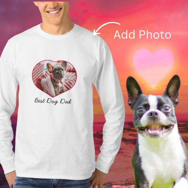 Camiseta Melhor Pai de Cachorro, coração personalizado. Cam (Criador carregado)