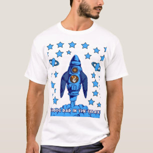 Camiseta Melhor Pai de Cachorro da Galáxia Foguete Espacial