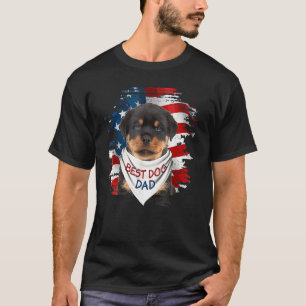 Camiseta Melhor Pai de Cachorro Rottweiler Bandeira Cuta do