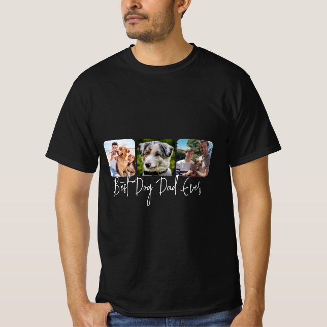 Camiseta Melhor Pai De Cães - Colagem Personalizada De 3 Fo (Frente)