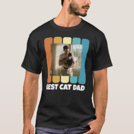 Camiseta Melhor Pai de Cat Foto Personalizada Vintage Sunse