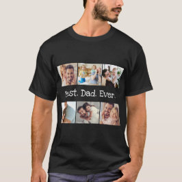 Camiseta Melhor Pai de Colagem de Fotos Nunca em Preto e Br