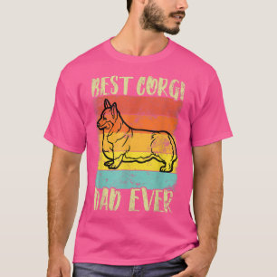 Camiseta Melhor Pai De Corgi Já Design Retro Vintage Sunset
