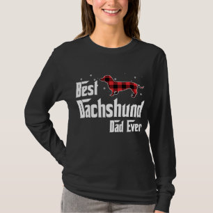 Camiseta Melhor Pai De Dachshund De Natal De Xadrez Vermelh