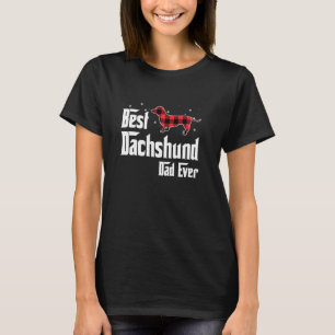 Camiseta Melhor Pai De Dachshund De Natal De Xadrez Vermelh