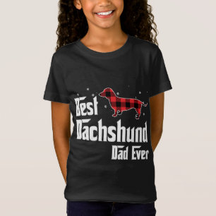 Camiseta Melhor Pai De Dachshund De Natal De Xadrez Vermelh