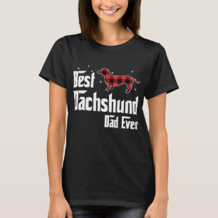 Camiseta Melhor Pai De Dachshund De Natal De Xadrez Vermelh