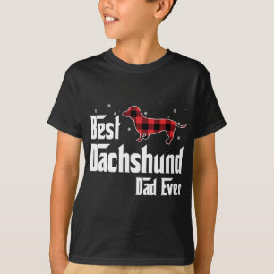 Camiseta Melhor Pai De Dachshund De Natal De Xadrez Vermelh