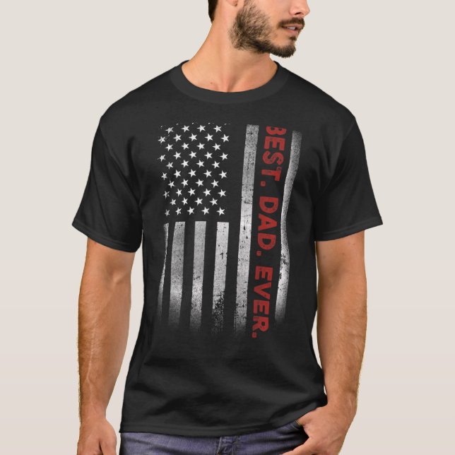 Camiseta Melhor Pai De Dia de os pais De Bandeira Americano (Frente)
