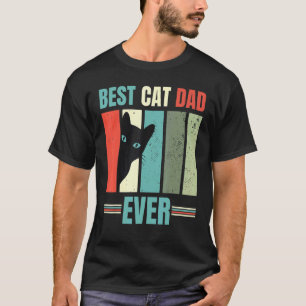 Camiseta Melhor Pai de Gato Alguma Vez Retroativo Gráfico d